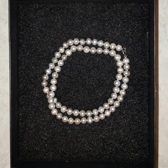 VINTAGE JAPANESE AKOYA SILVER PINK PEARL NECKLACE 18" 925 SILVER STRAND 7.5-8mm - Picture 9 of 12